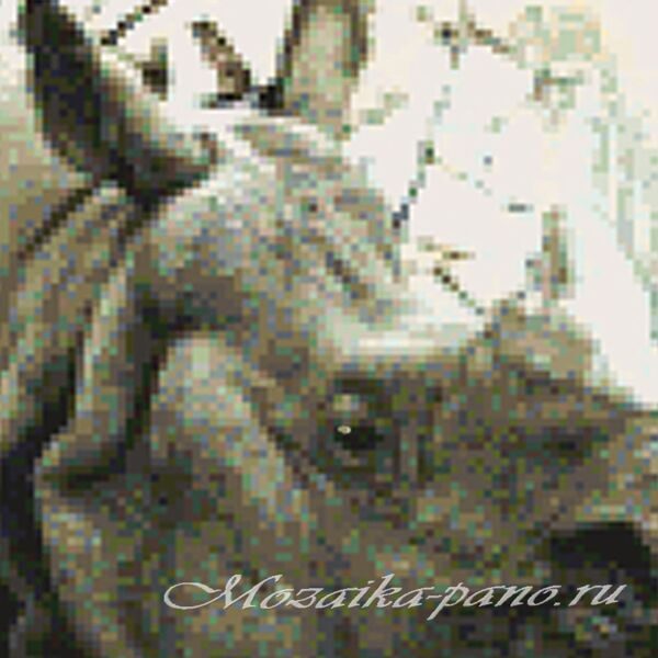 Панно из матричной мозаики "Носорог"